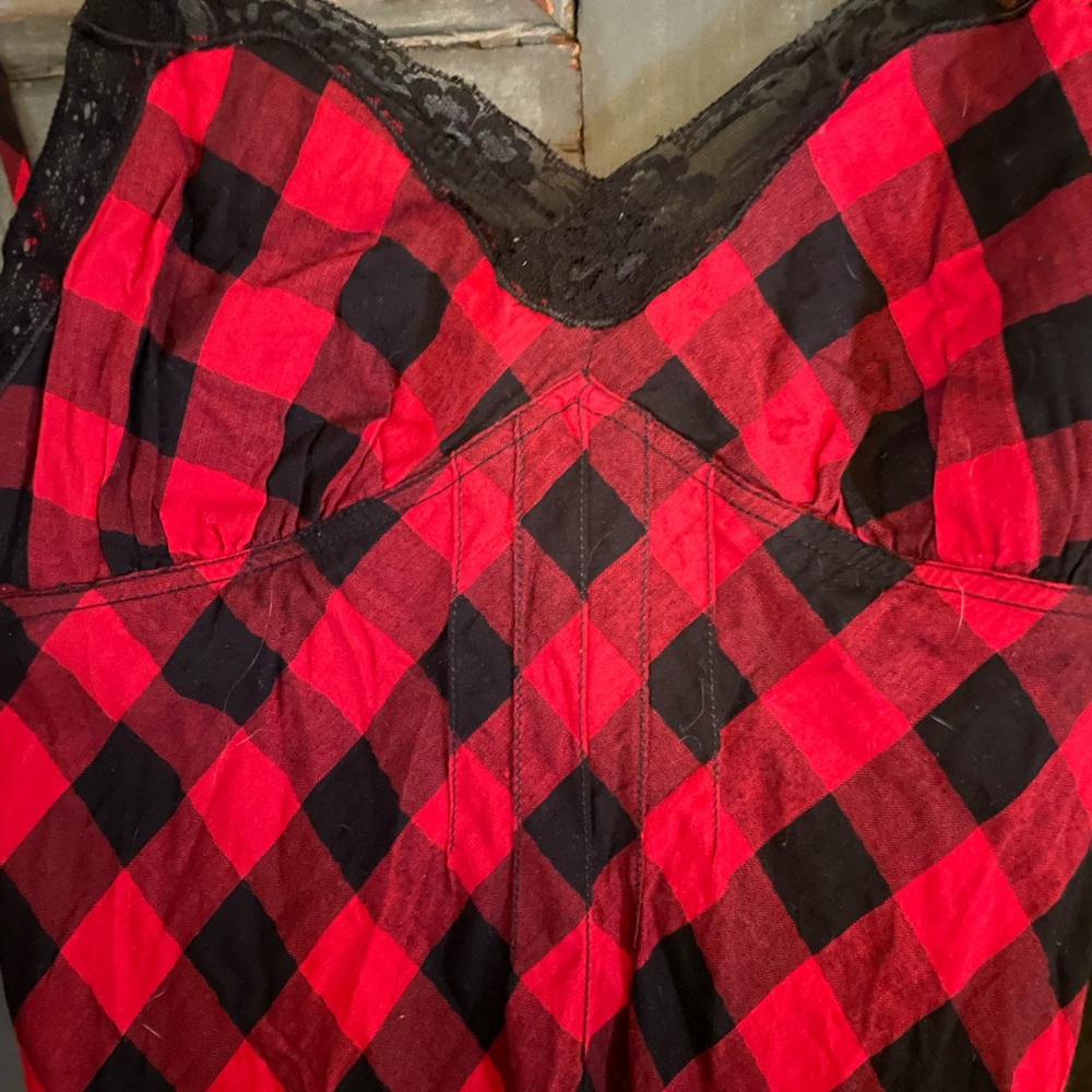 Denim & Supply by Ralph Lauren 100% cotton Buffalo check maxi lace slip dress - Picture 7 of 7